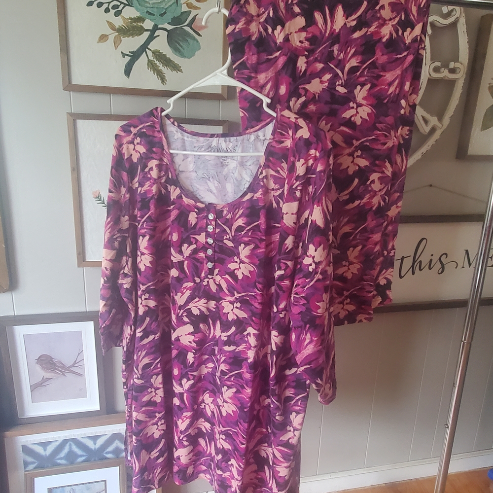 Roaman's Pink and Lavender Floral Dress